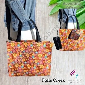 Falls Creek NEW - colorful bold vibrant sturdy nylon shopping buddy w/ pouches